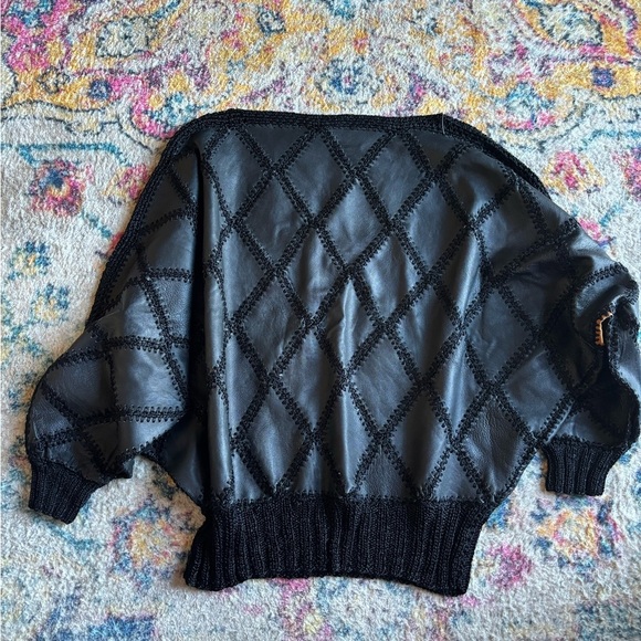 Vintage Leather 1980´s crochet Sweater - Picture 4 of 4